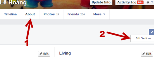 edit facebook about sections