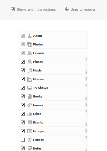 hide or reorder about sections