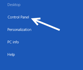 windows 8 control panel