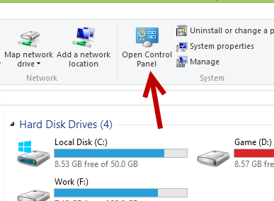 windows 8 control panel in explorer