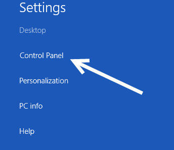 windows 8 control panel