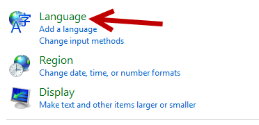 language settings in control panel