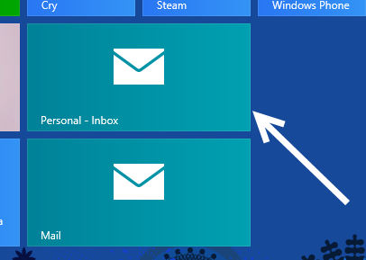 windows 8 pinned mail box