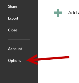 word 2013 options