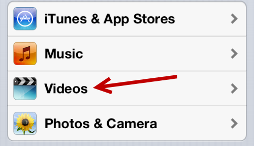 iOS Videos Settings