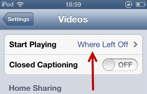 change start playing setting in iOS