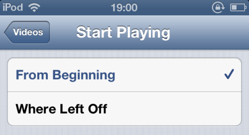 start playing iOS video from beginning or where left off