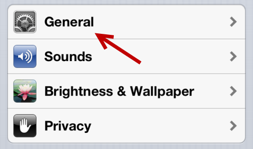 iOS General settings