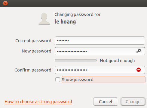 ubuntu change user account password