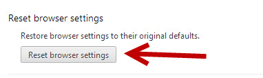 reset chrome browser settings to default