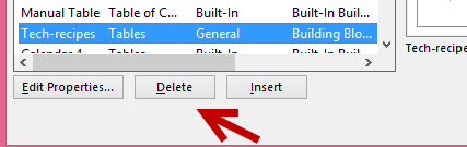 delete table template from word 2013