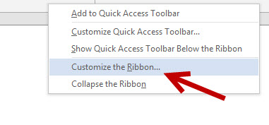 Customize the Ribbon in Office 2013