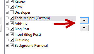 reorder tabs in office ribbon