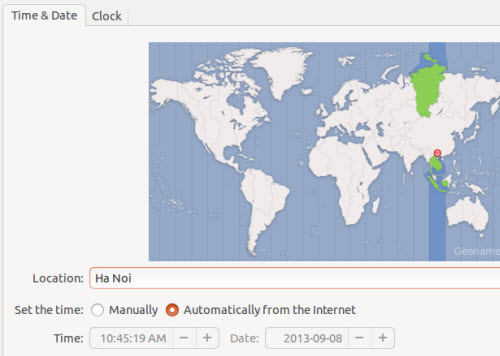 ubuntu time and date settings