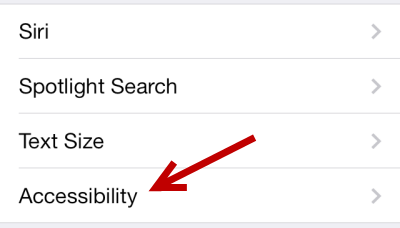 iOS 7 Accessibility settings