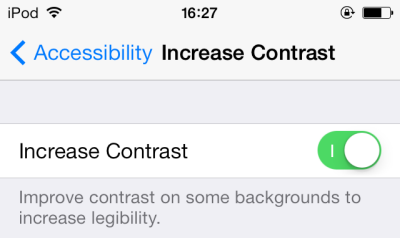 iOS 7 Increase Contrast turn off translucent effect