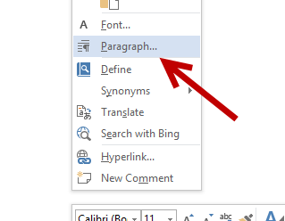 word 2013 paragraph settings