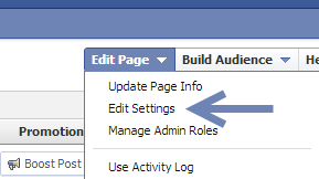 edit Facebook Page settings