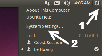 access Ubuntu System Settings