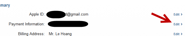 edit iTunes account payment information