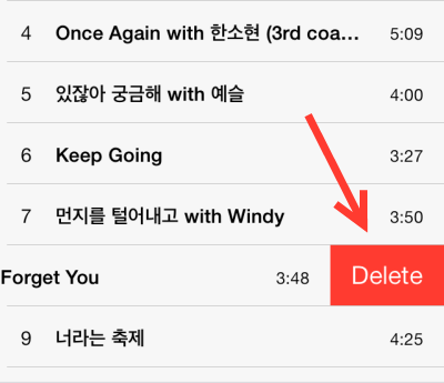 delete a song from track list in ios 7