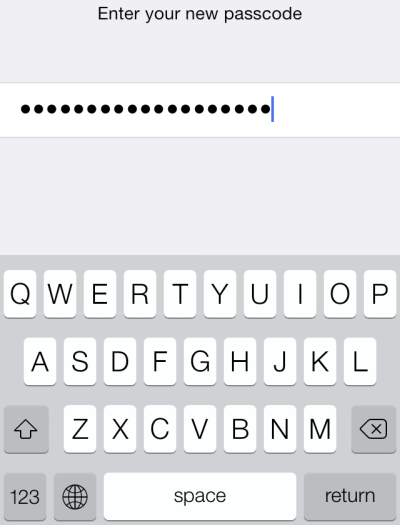 set up alphanumerics passcode in iOS