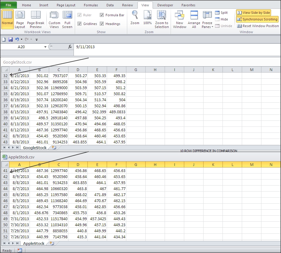 excel view side by side