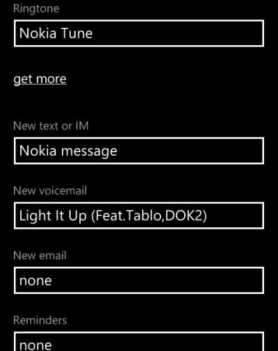 windows phone 8 change custom ringtone text voicemail email reminders