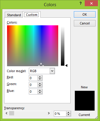 apply custom color to an object in PowerPoint