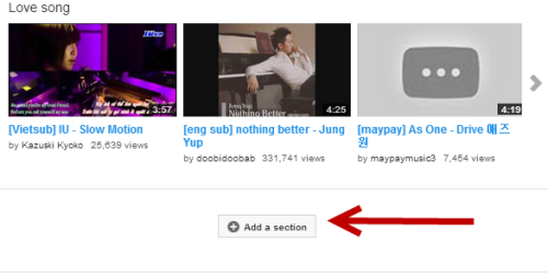 add new section to YouTube channel