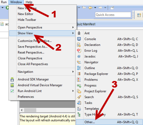 open logcat in Eclipse