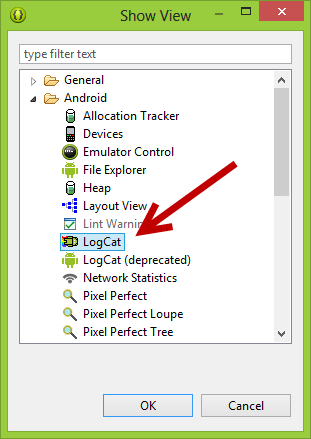 open logcat window in Eclipse