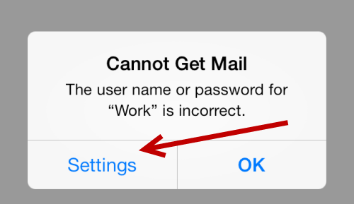 reconfigure email password ios mail