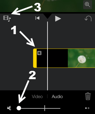 mute default audio track in iMovie