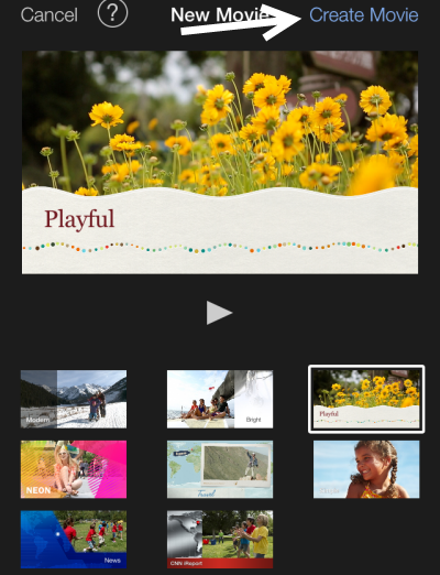 select theme for movie in iOS iMovie