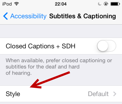 edit caption and subtitle style in iOS