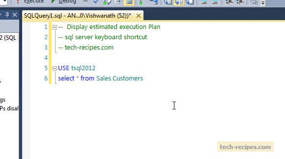 SQL_server_display_estimated_execution_plan_keyboard_shortcut