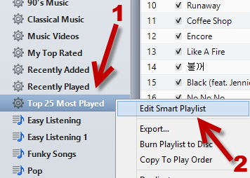 edit iTunes smart playlist