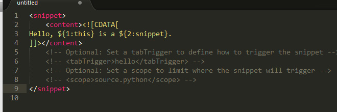 Sublime Text Tools New Snippet