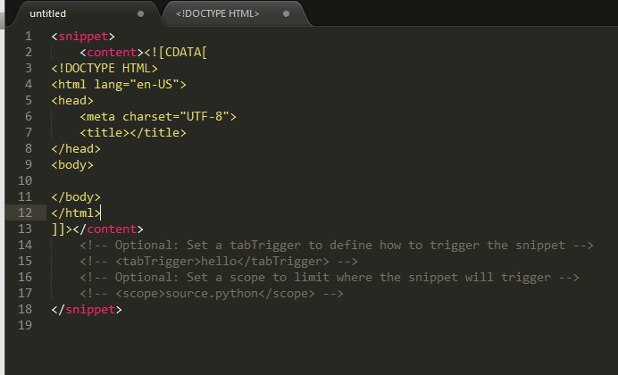 Sublime Text Tools New Snippet