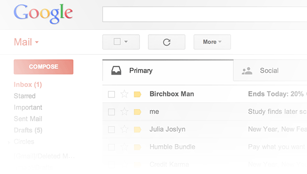 example of gmail screen