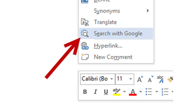 feature search with google option in office