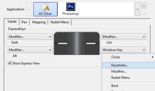 configure Wacom tablet express keys