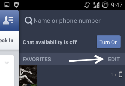 edit Android Facebook chat list
