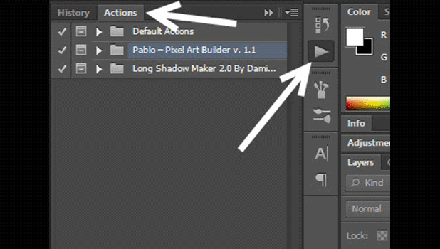 animated gif of loading or importing actions in PS