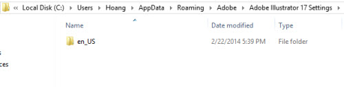 Adobe Illustrator Preferences folder