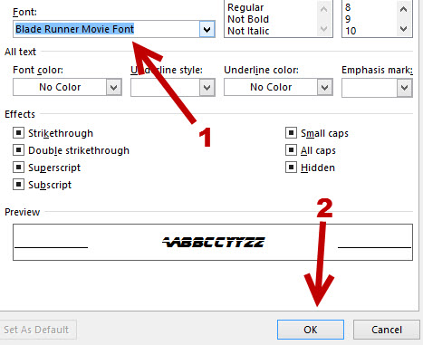 setting font filter in Find and Replace