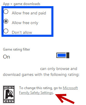 prevent children from downloading paid apps games on Windows Phone 8 store
