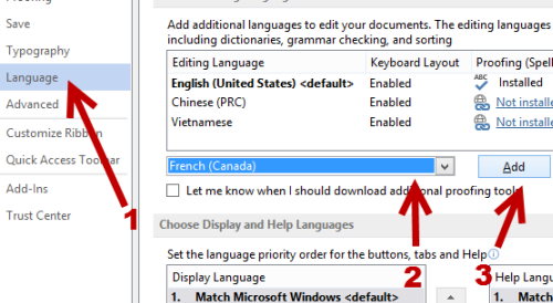 Add new language in Word