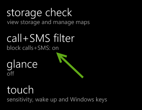 windows phone 8 call sms filter